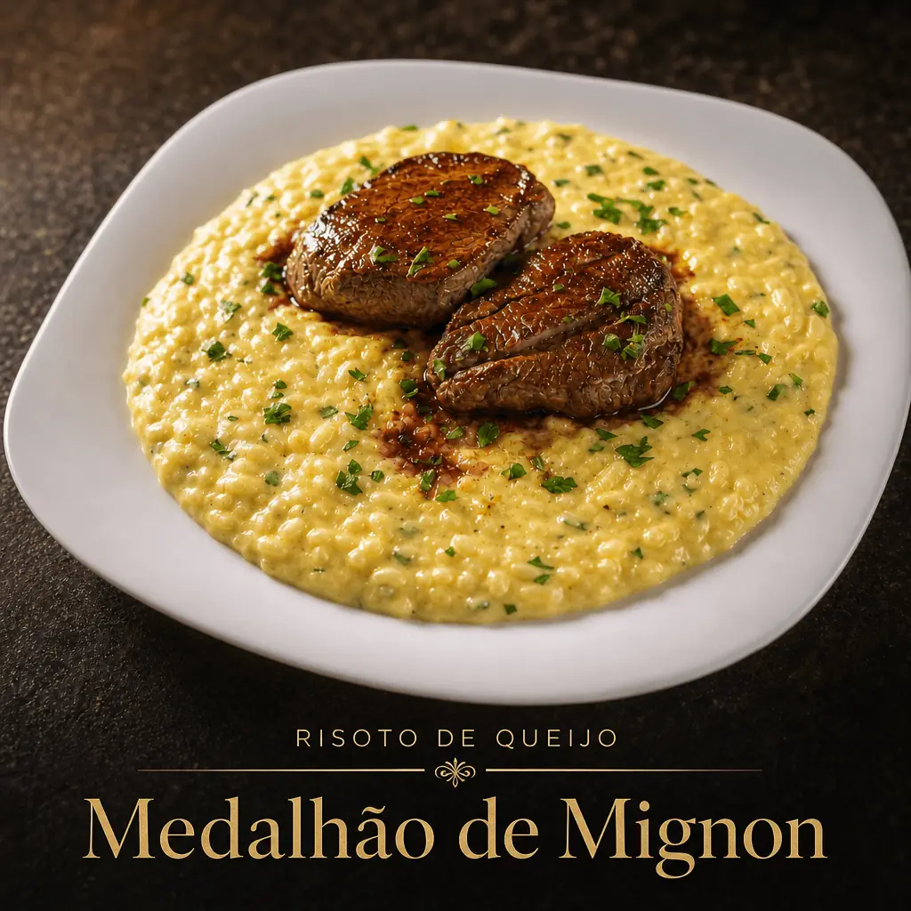 Medalhão de Mignon com risoto de queijo