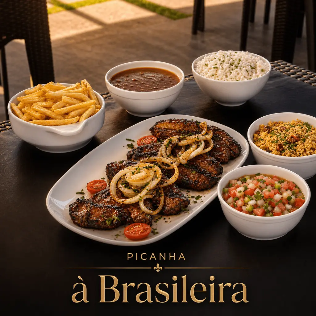 Picanha à Brasileira com acompanhamentos tradicionais